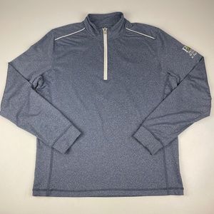 Johnnie O Men's Size M Lammie Prep-Formance 1/4 Zip Pullover Heathered Blue Logo